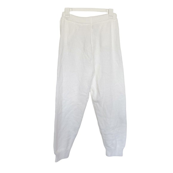Womens White Knit High Rise Pants Drawstring Ribbed Size XL Sweatpants Jogger - Picture 3 of 13